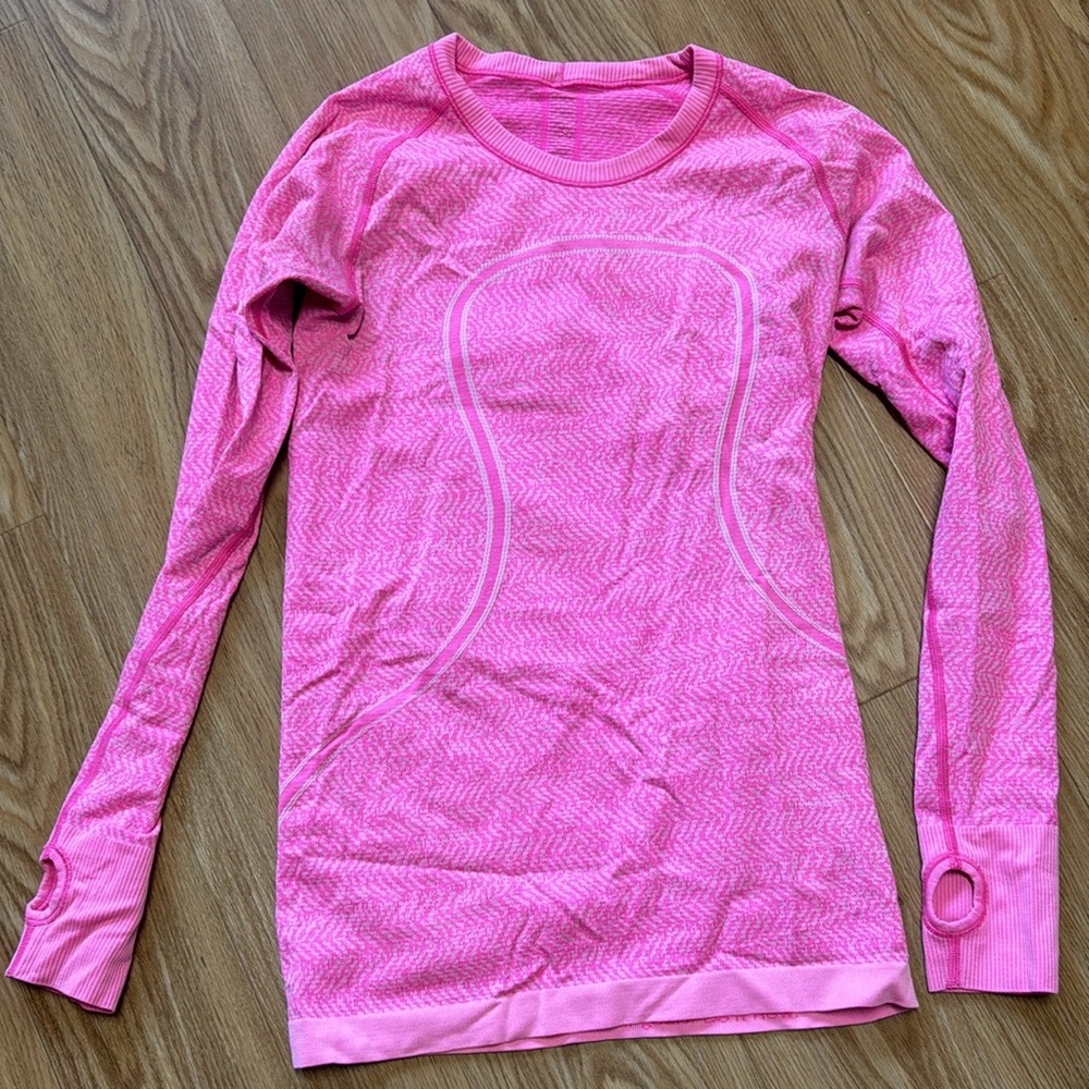 lululemon athletica Bright Pink Patterned long sleeve